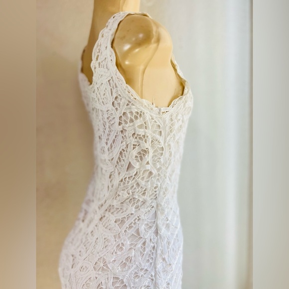 INC women’s dress size 2  white, layered dress with crochet on the top layer. - Picture 2 of 16